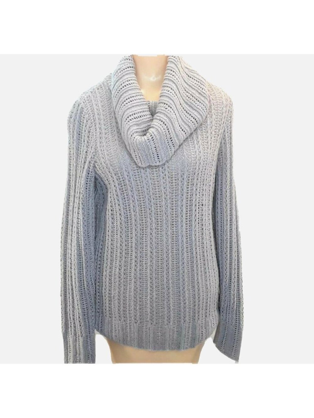 Axcess Gray Cable Knit Cowl Neck Sweater Womens Size Medium Long Sleeve